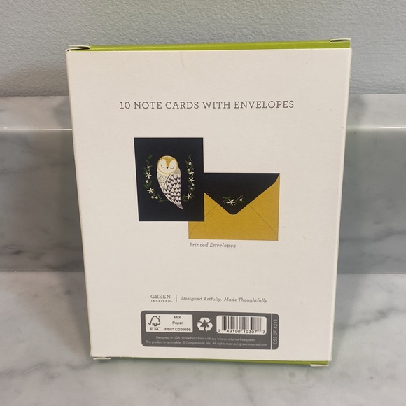 NWT Green Inspired - Blank Owl Cards with Matching Envelopes - Picture 2 of 4